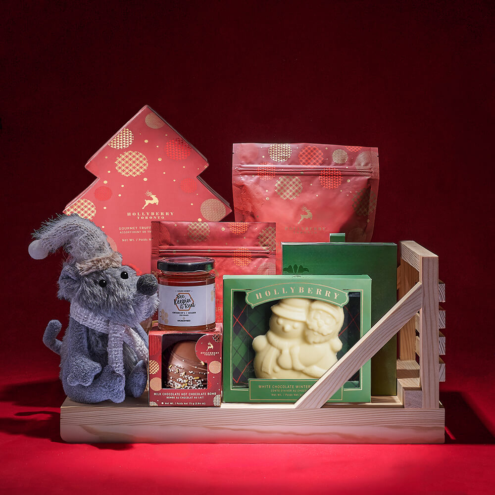 Plush Mouse and Chocolate Sleigh – how the gift is presented