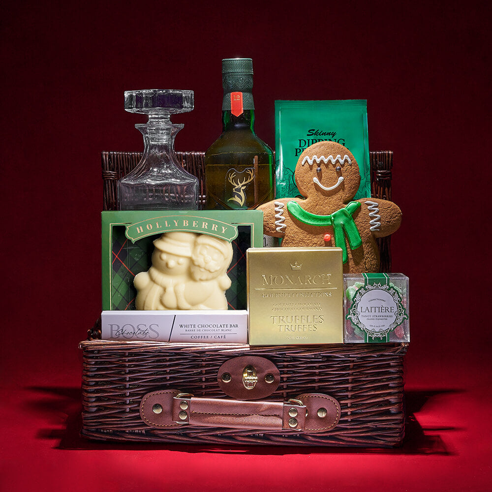Whiskey Gift Basket with Gingerbread – how the gift is presented