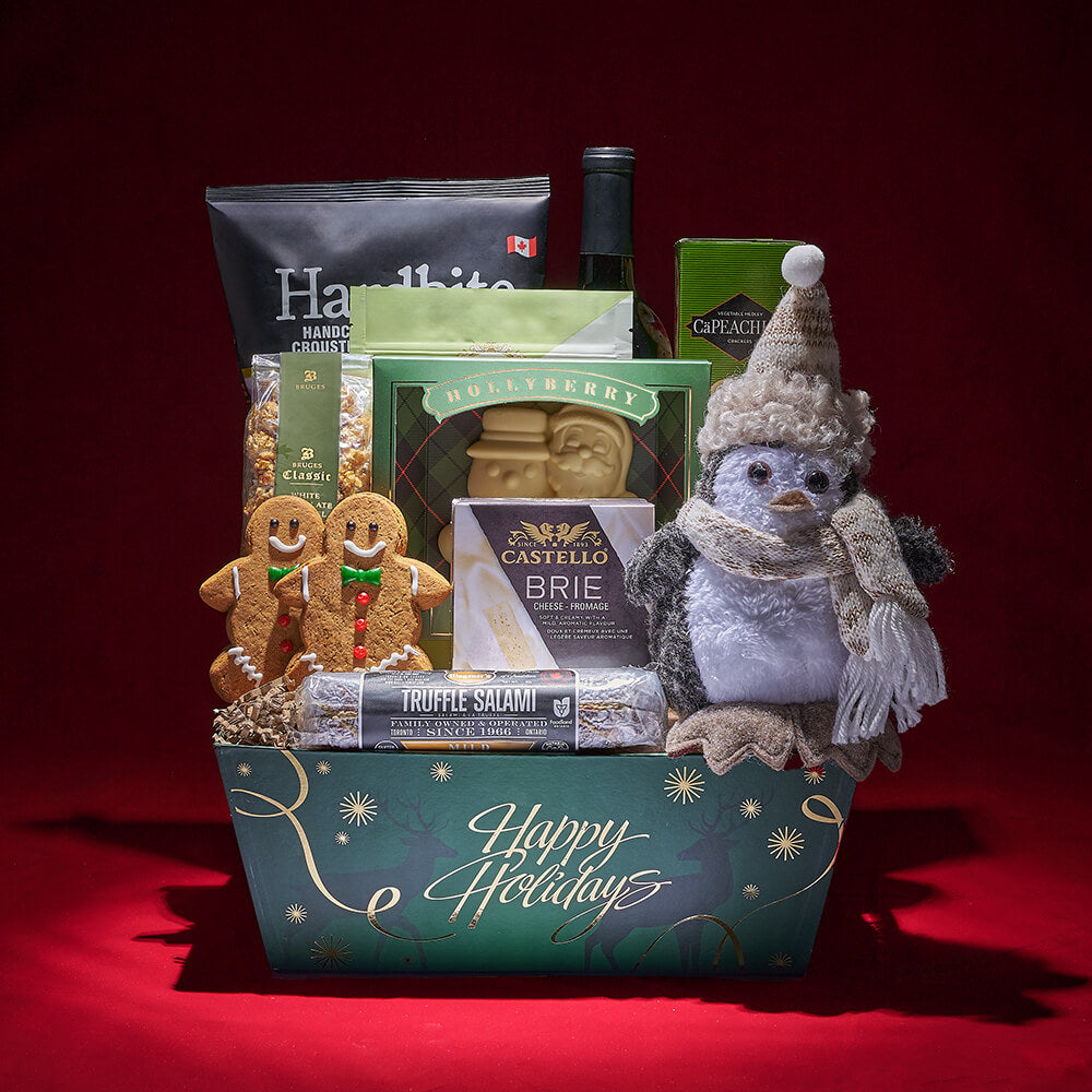 Holiday Wine Basket with Matcha Cookies – how the gift is presented