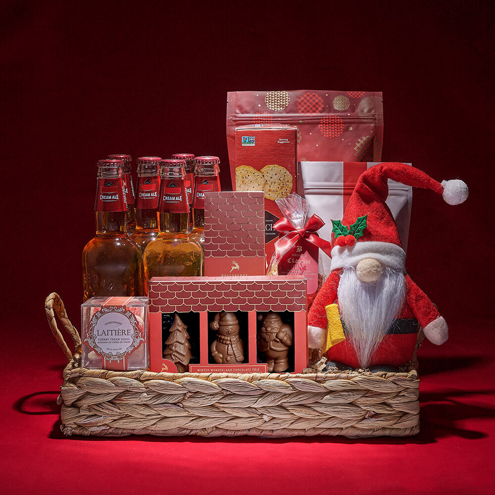 Christmas Beer Basket with Popcorn – how the gift is presented