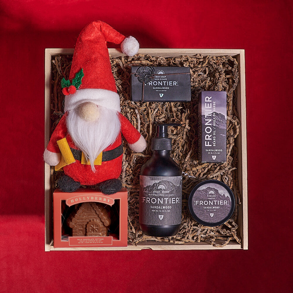 Santa’s Sandalwood Gift Box, spa gift, spa, bath gift, bath, chocolate gift, chocolate, christmas gift, christmas