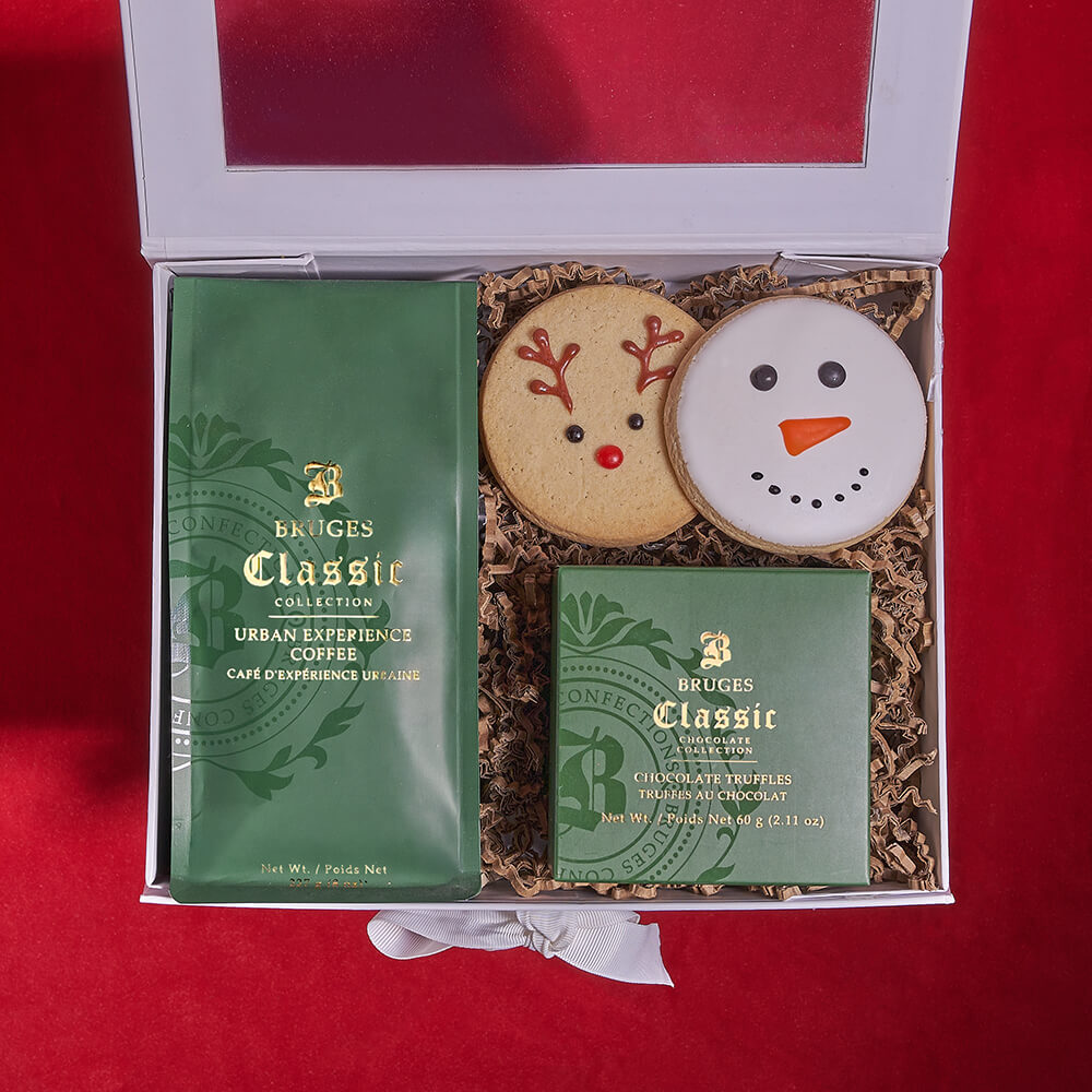 Holiday Season Milk Chocolate Salted Caramel Truffle Gift Box – how the gift is presented