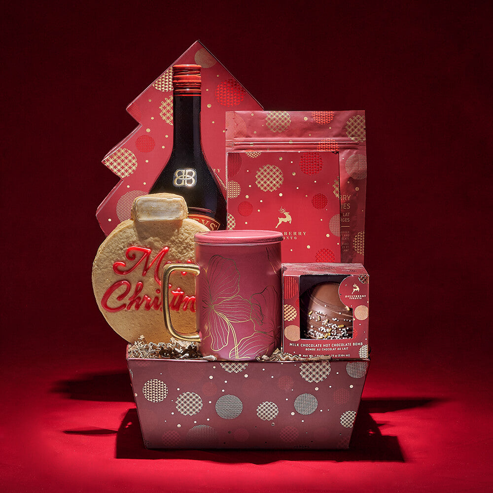 Vodka and Holiday Chocolate Gift Basket – how the gift is presented