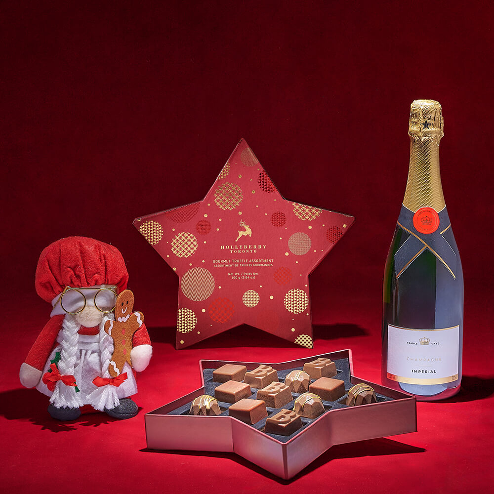 Holiday Star Sparkling Wine Set – how the gift is presented