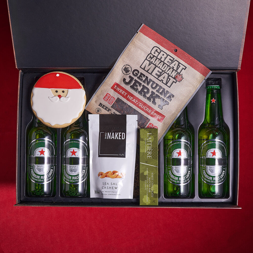 Cashews and Beer Holiday Gift Basket – how the gift is presented
