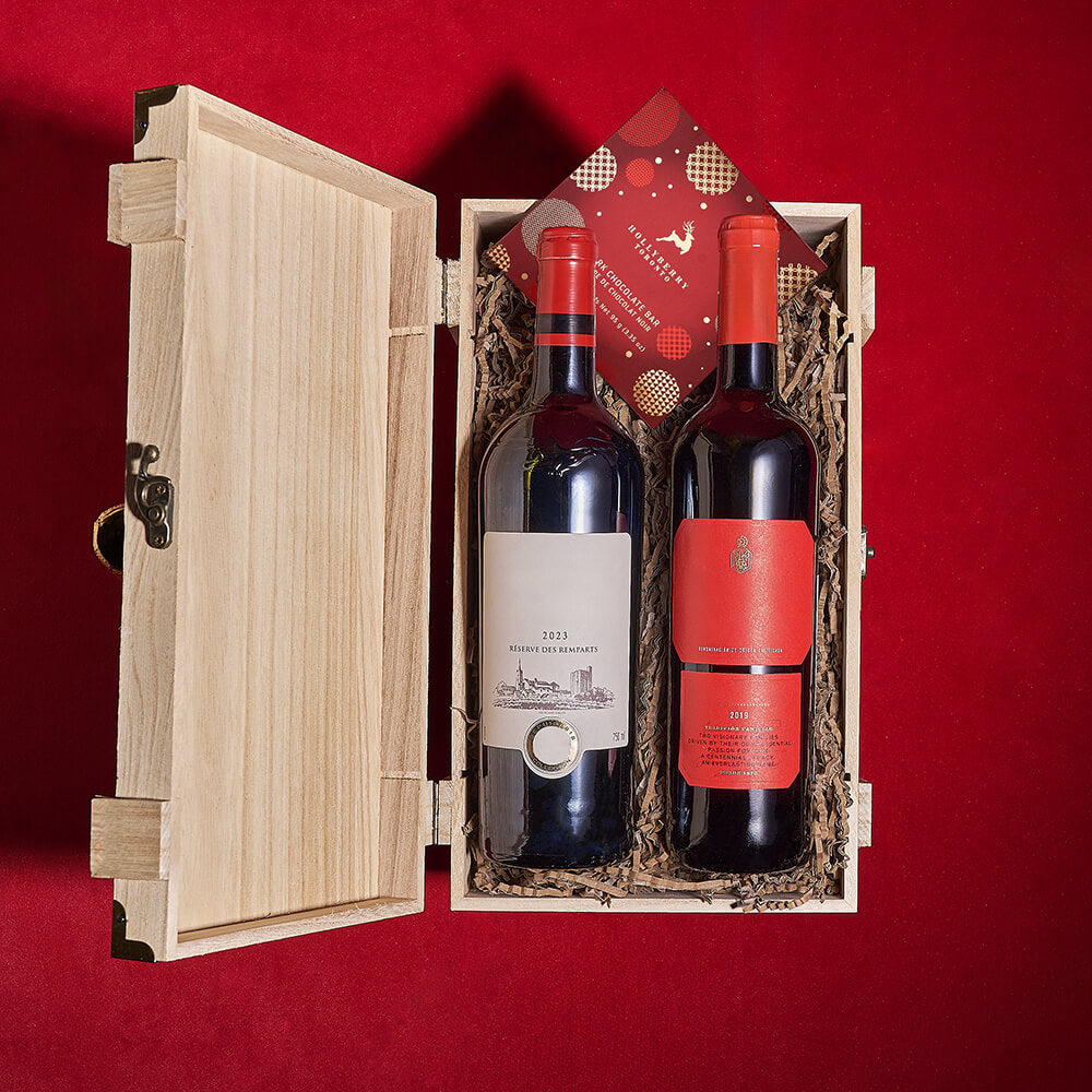 Wonderful Christmastime Wine Duo, christmas gift, christmas, wine gift, wine, chcoolate gift, chocolate