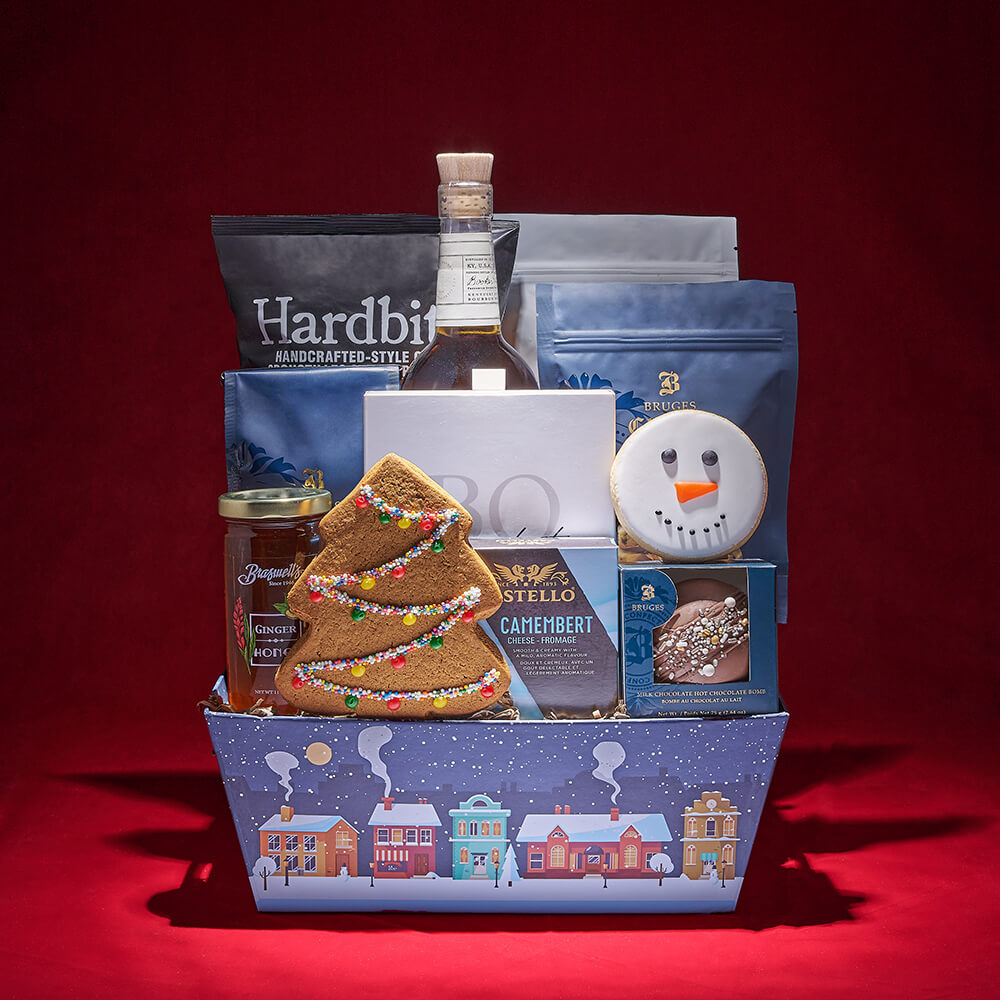 Blue Christmas Spirits Gift, liquor gift, liquor, christmas gift, christmas, holiday gift, holiday, cookie gift, cookie