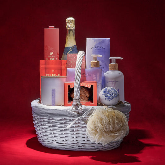 Celebrate the Holidays Spa Gift, sparkling wine gift, sparkling wine, champagne gift, champagne, spa gift, spa, bath gift, bath, tea gift, tea, chocolate gift, chocolate, christmas gift, christmas