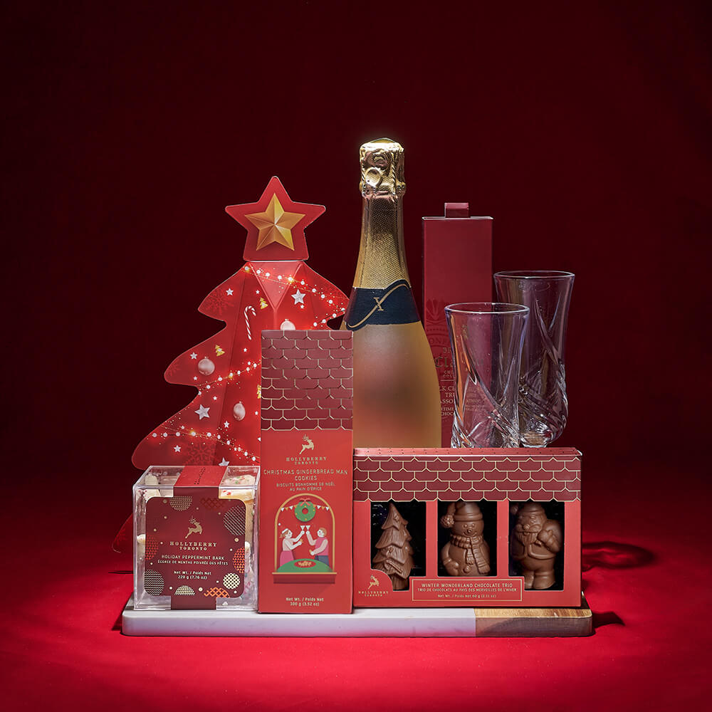 Sparkling Wine with Peppermint Bark Gift – how the gift is presented