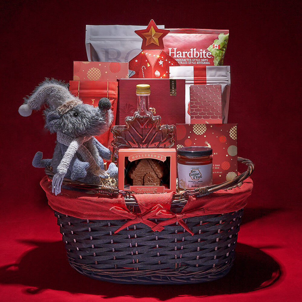 Christmas Plush Mouse Chocolate Basket – how the gift is presented