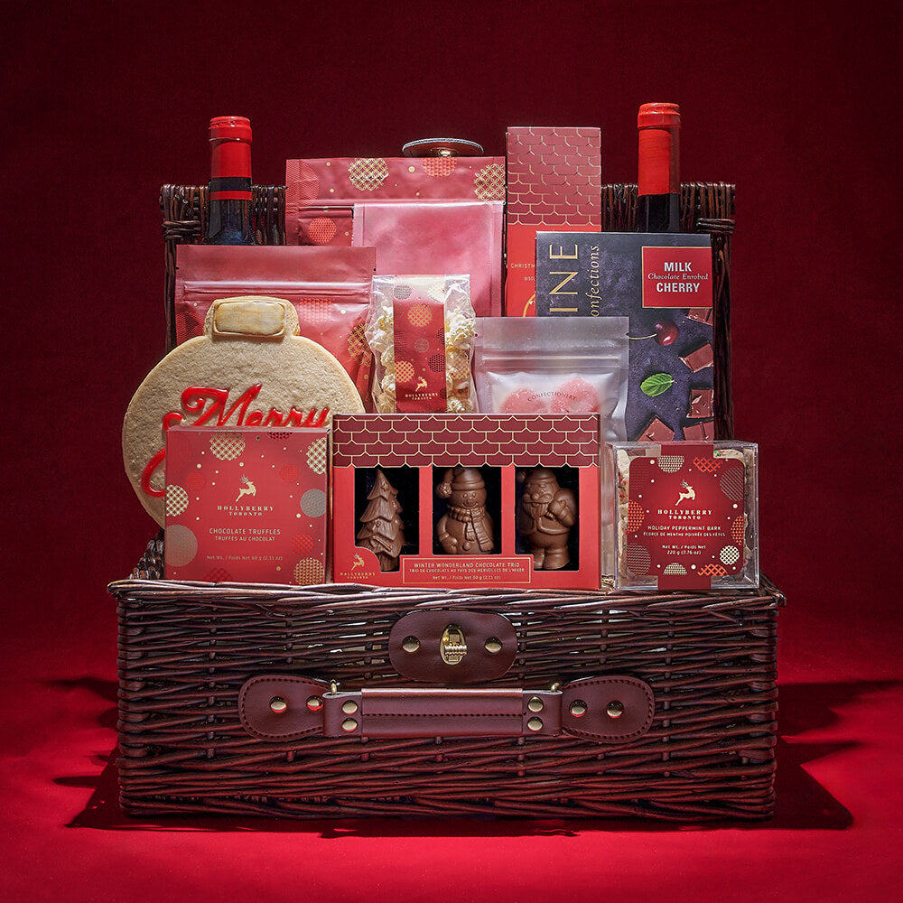 Deck the Halls Wine Gift Basket, wine gift, wine, christmas gift, christmas, holiday gift, holiday, chocolate gift, chocolate