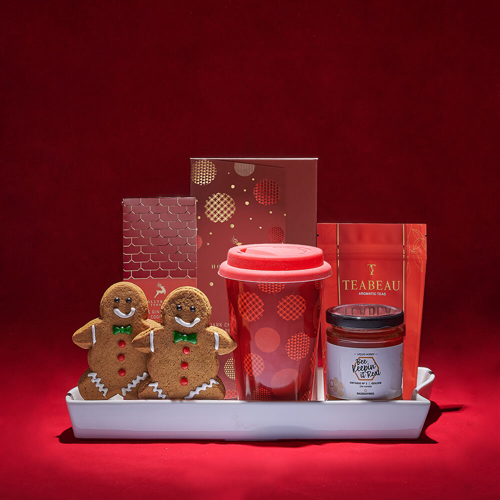 Gingerbread Man & Tea Gift, chocolate gift, chocolate, cookie gift, cookie, tea gift, tea, cup gift, cup, christmas gift, christmas