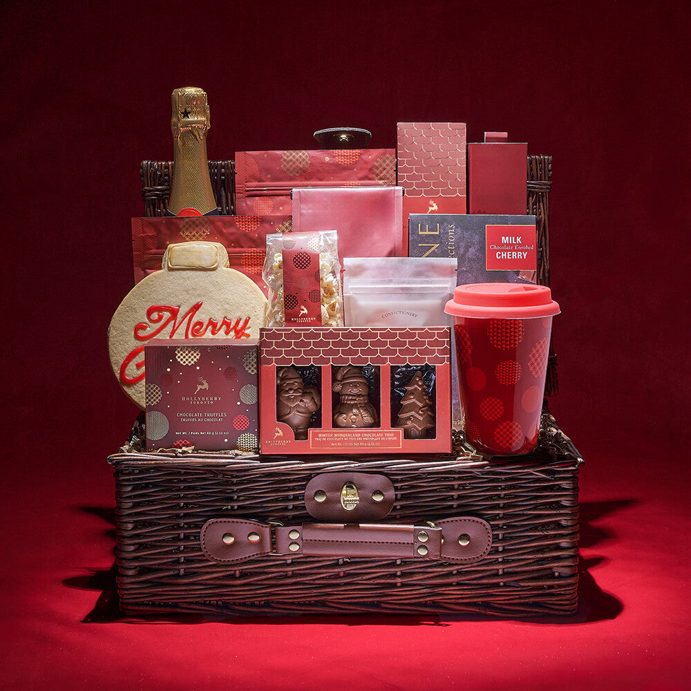 Sparkling Wine Christmas Basket Wicker – how the gift is presented