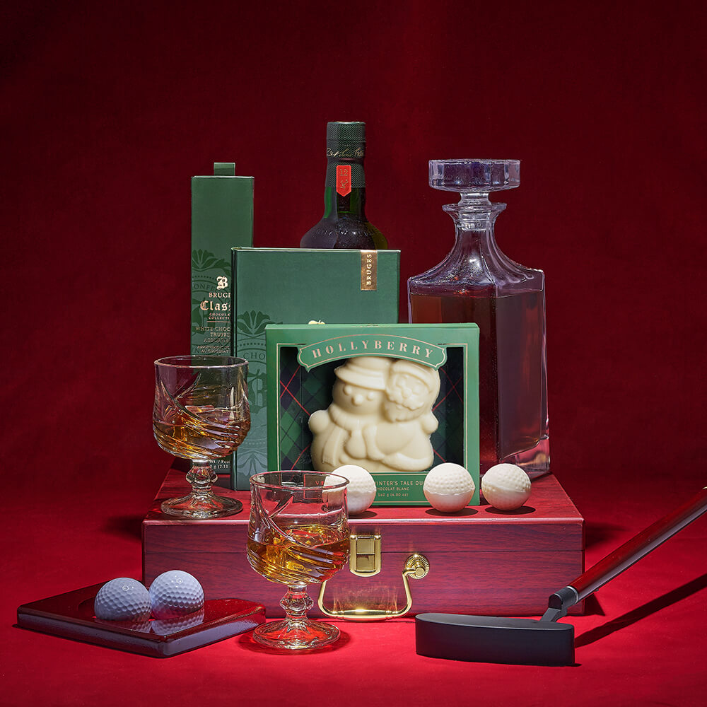 Holiday Whiskey and White Chocolate Gift – how the gift is presented