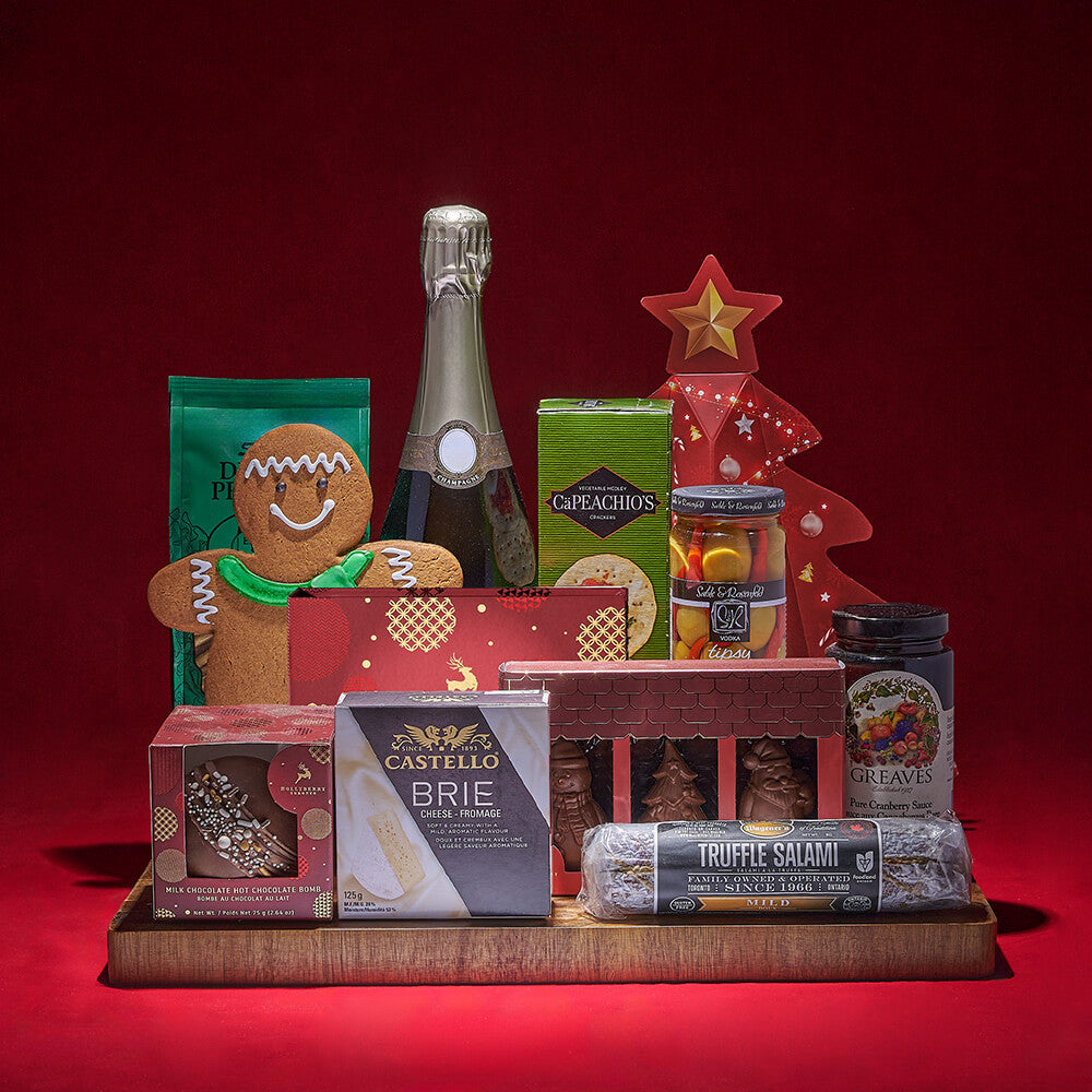 Jolly Jingle Champagne Gift Board, champagne gift, champagne, sparkling wine gift, sparkling wine, christmas gift, christmas, cookie gift, cookie, chocolate gift, chocolate