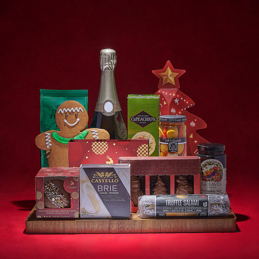 Jolly Jingle Champagne Gift Board, champagne gift, champagne, sparkling wine gift, sparkling wine, christmas gift, christmas, cookie gift, cookie, chocolate gift, chocolate