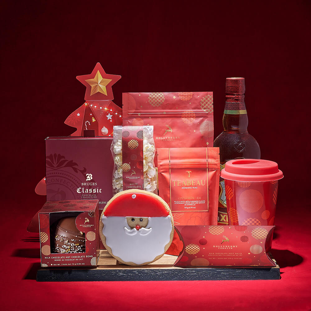 Holiday Liquor Christmas Gift Basket – how the gift is presented