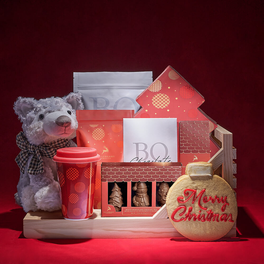 Christmas Chocolate and Pretzel Basket – how the gift is presented