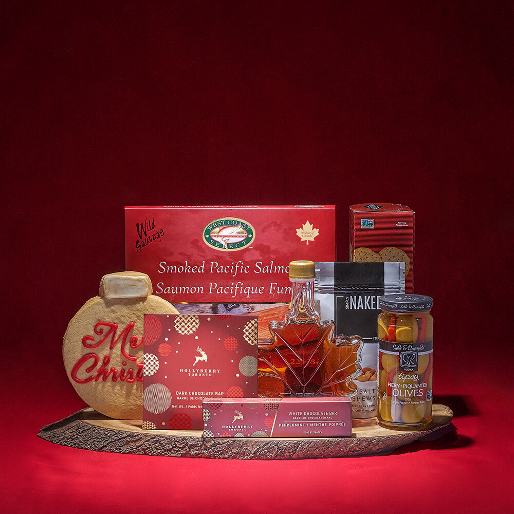 Smoked Salmon and Treats Gift Basket – how the gift is presented
