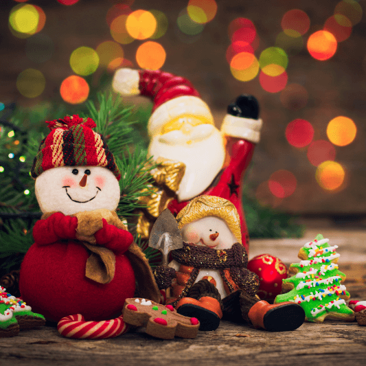 North Pole Co USA - Santa and his elves with cookies - Atlanta Christmas delivery