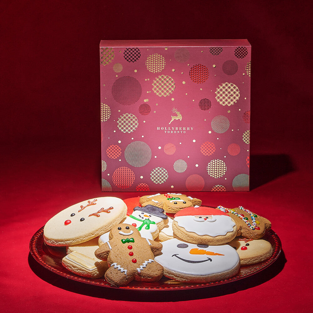 Holiday Red Box Cookie Basket – how the gift is presented