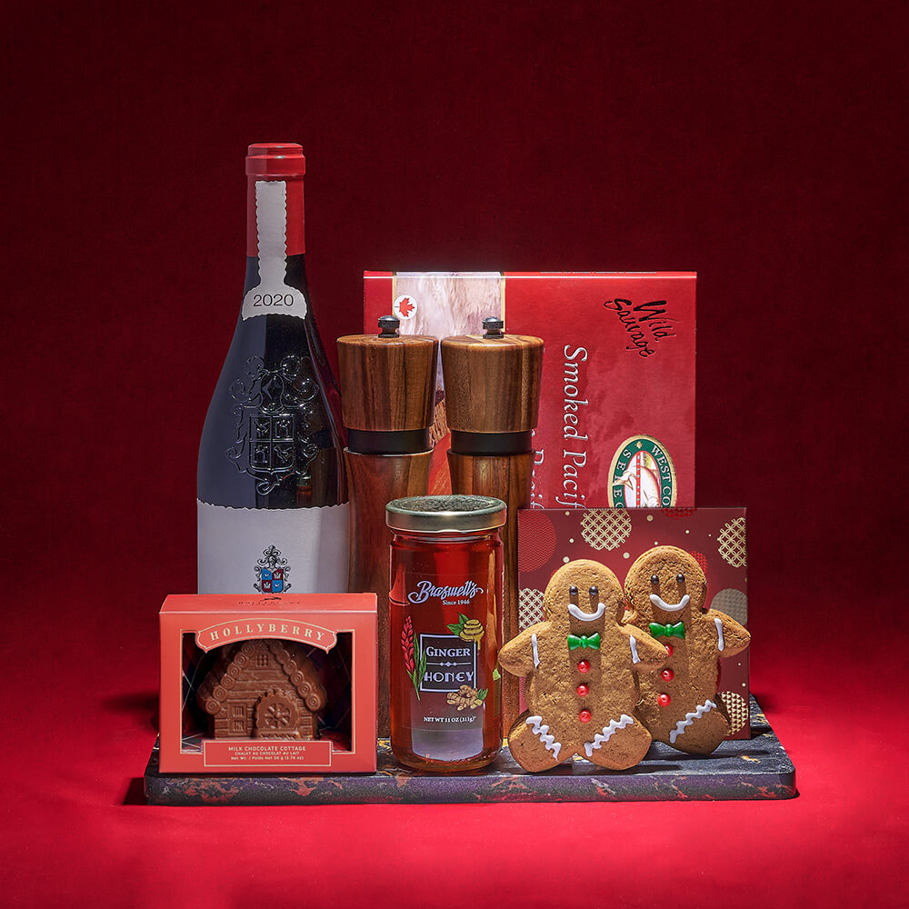 West Coast Salmon Wine Basket – how the gift is presented