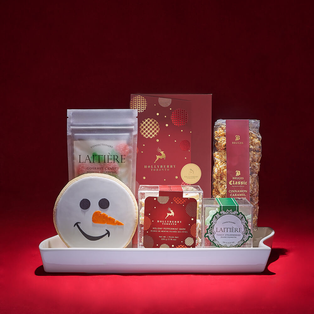 Snowman’s Christmas Snack Plate – how the gift is presented