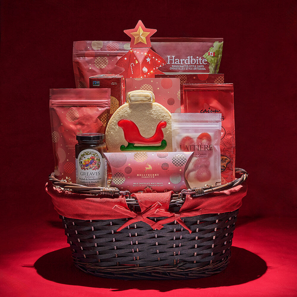 Christmas Assorted Gourmet Treats Basket – how the gift is presented