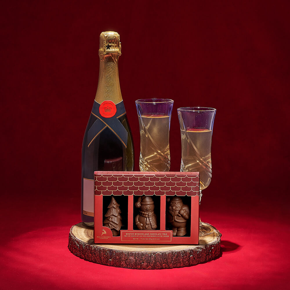 Sparkling Wine with Serving Board Set – how the gift is presented