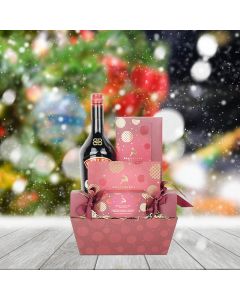 Gold & Red Christmas Box, liquor gift baskets, Christmas gift baskets, gourmet gift baskets