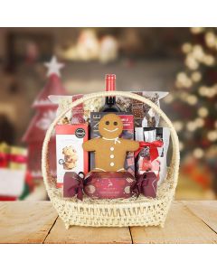 Christmas Wine Picnic Basket, wine gift baskets, Christmas gift baskets, gourmet gift baskets