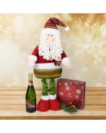 Christmas Chocolate & Tall Santa Set with Champagne, champagne gift baskets, gourmet gifts, gifts