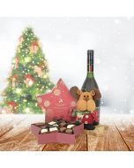 Snowy Christmas Reindeer Set, liquor gift baskets, Christmas gift baskets, gourmet gift baskets