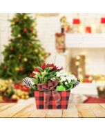 Christmas Flower Basket, floral gift baskets, plant gift baskets