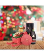 Bubbly & Holiday Reindeer Gift Set, champagne gift baskets, gourmet gifts, gifts