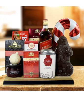 North Pole Delights Gift Basket With Whiskey