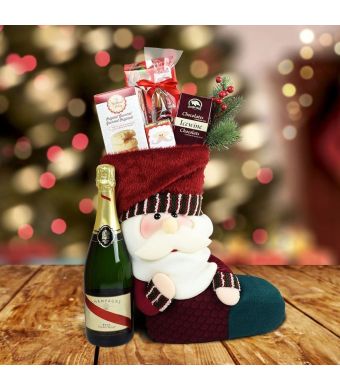 Santa’s Stocking Gift Set With Champagne