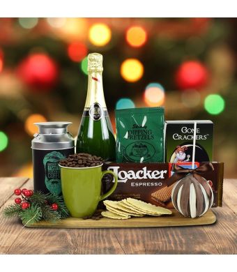 Santa’s Warm Comforts Gift Basket With Champagne