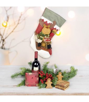 Decadent Reindeer Stocking Gift Set, wine gift baskets, gourmet gifts, gifts