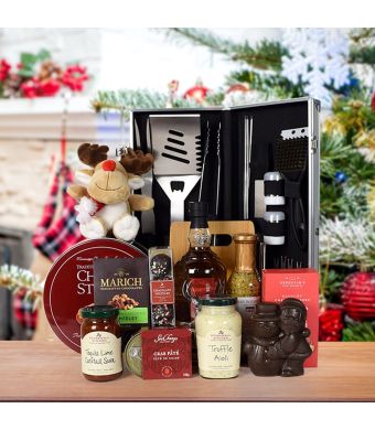 Holiday Grilling Basket, liquor gift baskets, Christmas gift baskets
