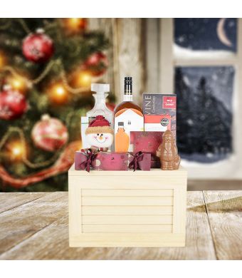 Grand Christmas Liquor Crate, liquor gift baskets, Christmas gift baskets, gourmet gift baskets