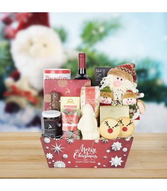Up on the Housetop Wine Gift Set, wine gift baskets, gourmet gifts, gifts