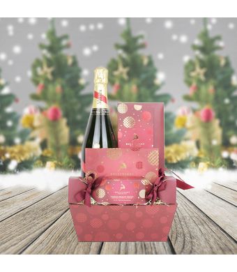 Snowy Christmas Gift Set, champagne gift baskets, Christmas gift baskets, gourmet gift baskets