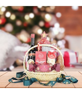 Festive Cranberry & Liquor Set, liquor gift baskets, Christmas gift baskets, gourmet gift baskets