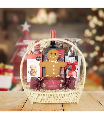 Christmas Wine Picnic Basket, wine gift baskets, Christmas gift baskets, gourmet gift baskets