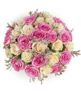 Bouquet of Pink & White Roses